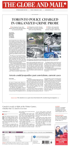 Cover of The Globe and Mail (Ottawa/Quebec Edition)