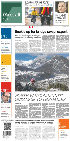 Cover of Vancouver Sun