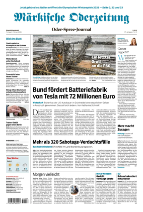 Cover of Markische Oderzeitung Eisenhuttenstadt