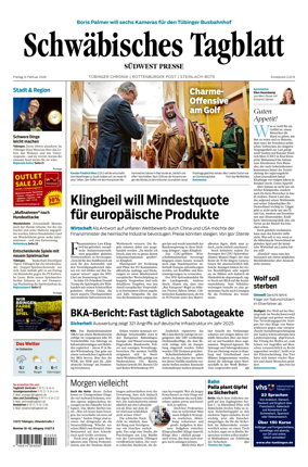 Cover of Schwabisches Tagblatt - Tubinger Chronik
