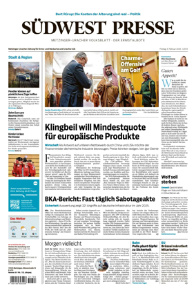 Cover of Sudwest Presse - Metzinger Uracher Volksblatt - Der Ermstalbote