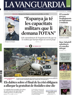 Cover of La Vanguardia (Catalonia - 1st edition)