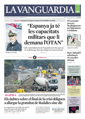 Cover of La Vanguardia (Catala)