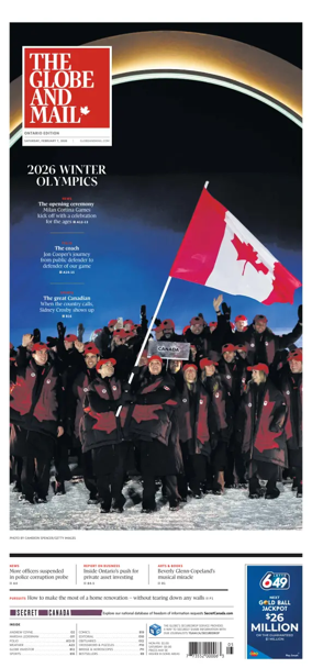 Cover of The Globe and Mail (Ontario Edition)