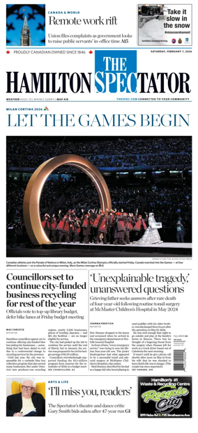 Cover of The Hamilton Spectator