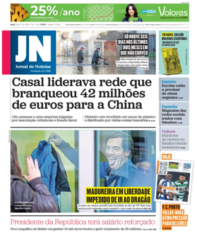 Cover of Jornal de Noticias