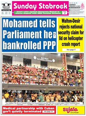 Cover of Stabroek News Sunday