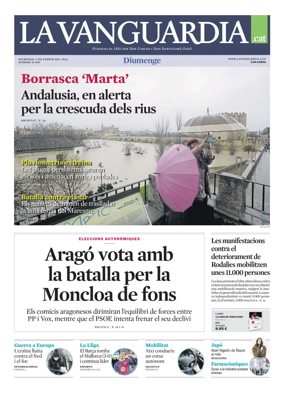 Cover of La Vanguardia (Catala)