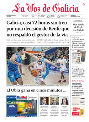 Cover of La Voz de Galicia (Santiago)