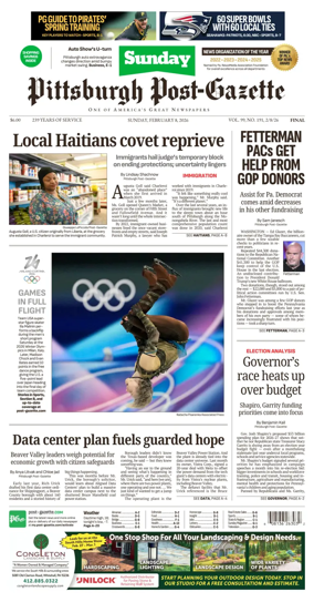 Cover of Pittsburgh Post-Gazette