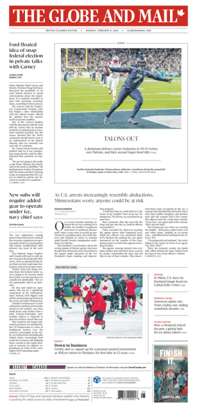 Cover of The Globe and Mail (BC Edition)