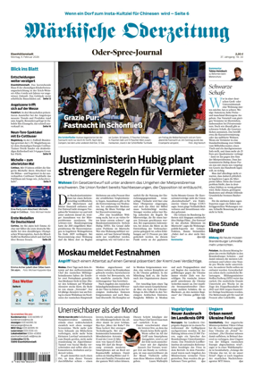 Cover of Markische Oderzeitung Eisenhuttenstadt