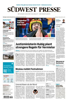 Cover of Sudwest Presse - Metzinger Uracher Volksblatt - Der Ermstalbote