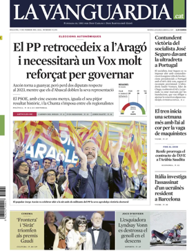 Cover of La Vanguardia (Catalonia - 1st edition)
