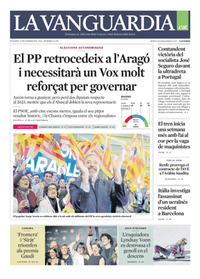 Cover of La Vanguardia (Catala)
