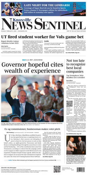Cover of Knoxville News Sentinel