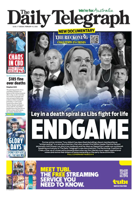 Cover of The Daily Telegraph (Sydney)