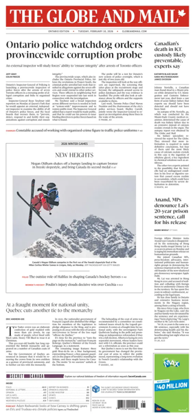 Cover of The Globe and Mail (Ontario Edition)