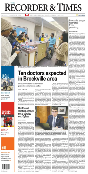 Cover of The Recorder & Times (Brockville)