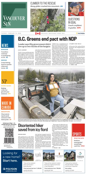 Cover of Vancouver Sun