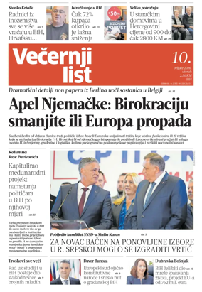 Cover of Vecernji list BiH