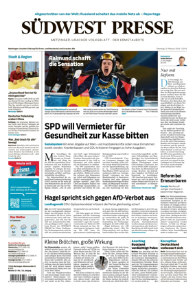 Cover of Sudwest Presse - Metzinger Uracher Volksblatt - Der Ermstalbote