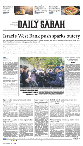 Cover of Daily Sabah (Turkey)