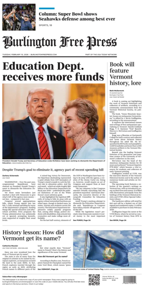 Cover of Burlington Free Press