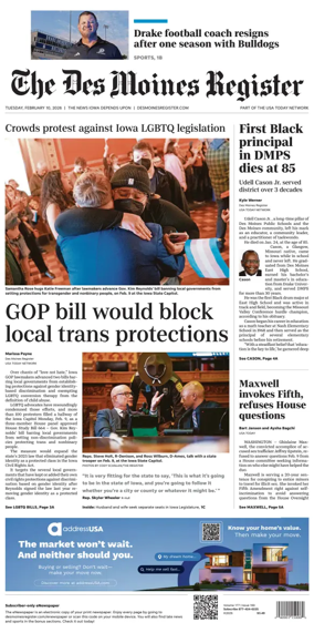 Cover of The Des Moines Register