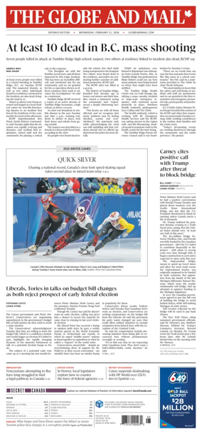 Cover of The Globe and Mail (Ontario Edition)