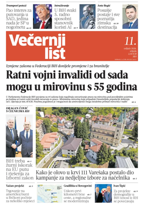 Cover of Vecernji list BiH