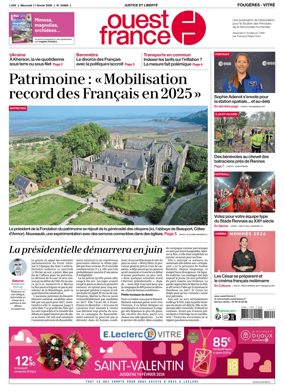 Cover of Ouest-France (Fougeres Vitre)