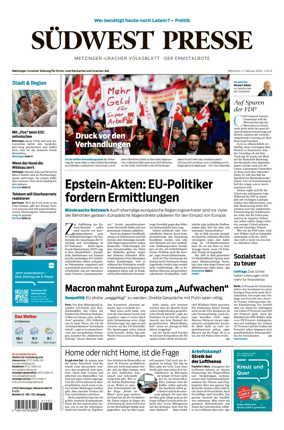 Cover of Sudwest Presse - Metzinger Uracher Volksblatt - Der Ermstalbote