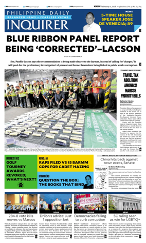 Cover of Philippine Daily Inquirer