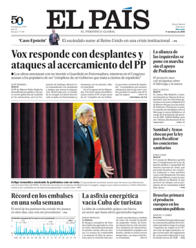 Cover of El Pais