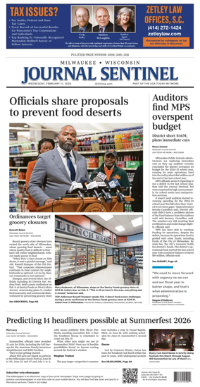 Cover of Milwaukee Journal Sentinel