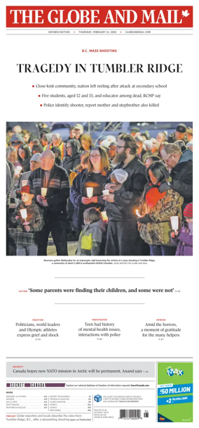 Cover of The Globe and Mail (Ontario Edition)