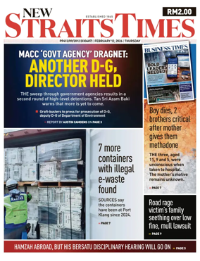Cover of New Straits Times