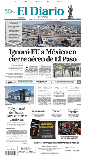 Cover of El Diario de Juarez