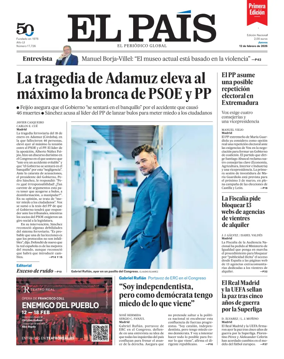 Cover of EL PAIS primera edicion