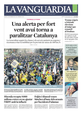 Cover of La Vanguardia (Catala)
