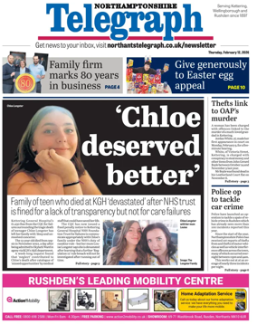 Cover of Northants Evening Telegraph