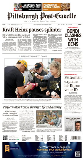 Cover of Pittsburgh Post-Gazette