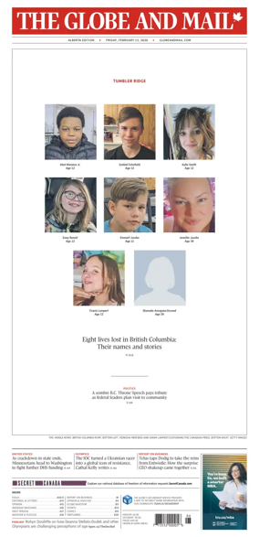 Cover of The Globe and Mail (Alberta Edition)