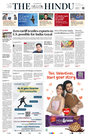 Cover of The Hindu (Bangalore)