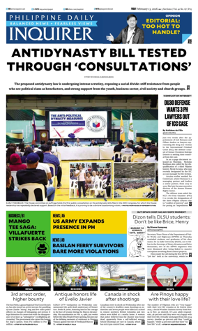 Cover of Philippine Daily Inquirer