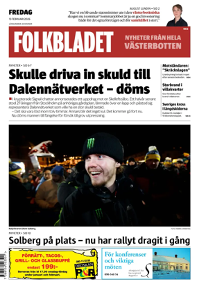 Cover of Folkbladet Vasterbotten