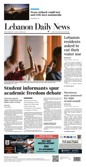 Cover of Lebanon Daily News