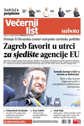 Cover of Vecernji list - Hrvatska