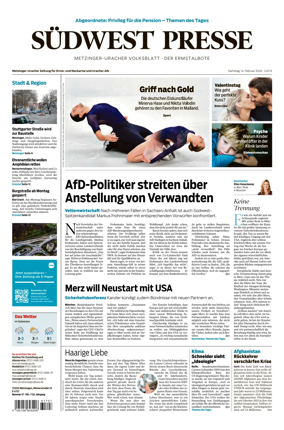 Cover of Sudwest Presse - Metzinger Uracher Volksblatt - Der Ermstalbote